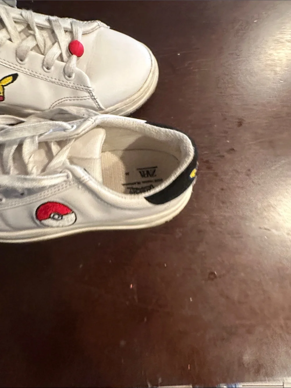 Zara White Kids Sneakers with Pikachu & Poké Ball Embroidery